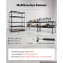 VEVOR Storage Shelves, 5-Tier 1361 kg Garage Shelving 153 x 61.2 x 195.8 cm, for Garage, Basement, Warehouse, Workshop, Heavy-Duty Metal Stable Construction, Adjustable Wire Racks, with Gloves, Black