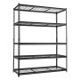 VEVOR Storage Shelves, 5-Tier 1361 kg Garage Shelving 153 x 61.2 x 195.8 cm, for Garage, Basement, Warehouse, Workshop, Heavy-Duty Metal Stable Construction, Adjustable Wire Racks, with Gloves, Black