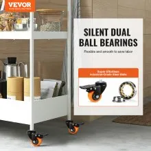 VEVOR Caster Wheels, 2 inch, Set of 4, 110 lbs Load Capacity, Threaded Stem Casters with Security Dual Locking Brake, Heavy Duty Industrial Casters, No Noise Swivel Caster Wheels for Cart, Furniture