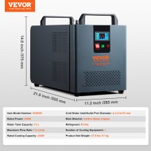 VEVOR Industrial Water Chiller Laser Chiller Cooling System with Built-in Compressor 12L Water Tank Capacity, 7.2L/min Max.Flow Rate, 200W Cooling Capacity for CO2 Laser Engraving Machine Cooling Machine