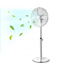 16" Industrial Pedestal Fan 3-Speed Oscillating Fan Height Adjustable Silver