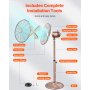 16" Industrial Pedestal Fan 3-Speed Oscillating Fan Height Adjustable Copper