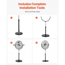 18" Industrial Pedestal Fan 3-Speed Fan 45.3 to 57.9 Inch Height Adjustable