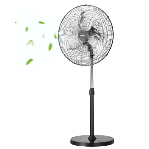 VEVOR Industrial Pedestal Fan, 18 Inch 90-Degree Oscillating Fan, Height Adjustable Standing Fans with 3 Adjustable Speeds, High Power Fans for Warehouse,Garage,Commercial,Residential, Black