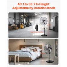 18" Industrial Pedestal Fan 3-Speed Oscillating Fan with Adjustable Height