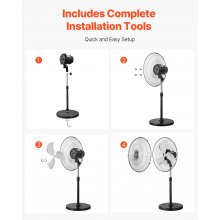 18" Industrial Pedestal Fan 3-Speed Oscillating Fan with Adjustable Height