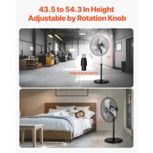 20" Industrial Pedestal Fan 3-Speed Oscillating Fan with Adjustable Height