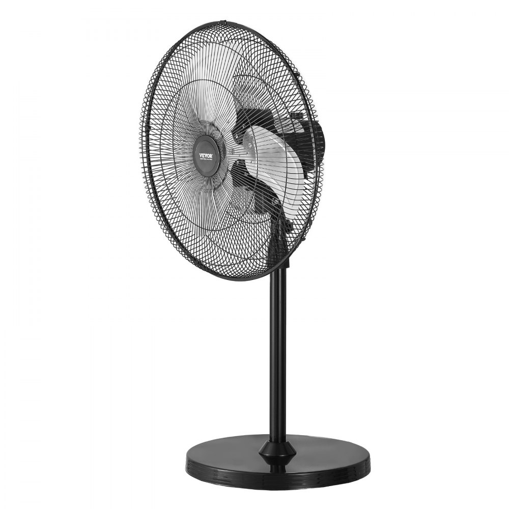 VEVOR Industrial Pedestal Fan, 20 Inch 90-Degree Oscillating Fan, Height Adjustable Standing Fans with 3 Adjustable Speeds, High Power Floor Fans for Bedroom, Living Room, Home, Office, Black