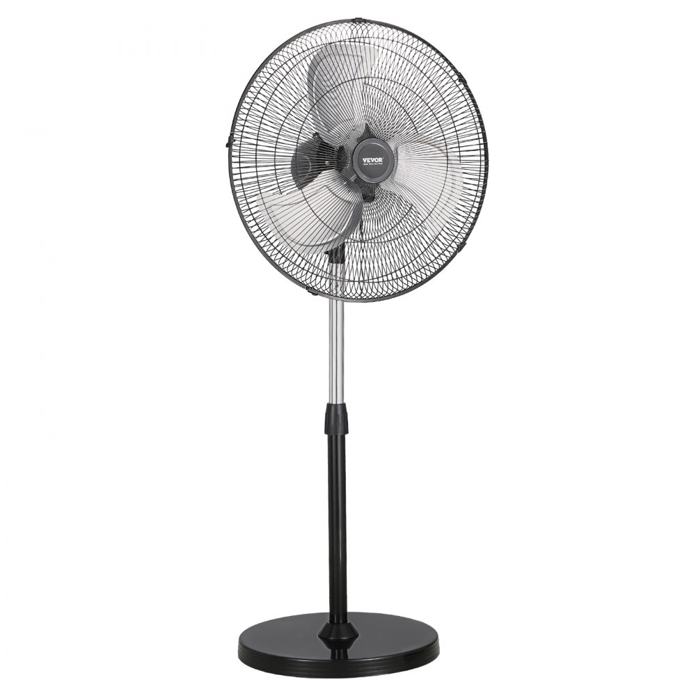 VEVOR Industrial Pedestal Fan, 20 Inch 90-Degree Oscillating Fan, Height Adjustable Standing Fans with 3 Adjustable Speeds, High Power Floor Fans for Bedroom, Living Room, Home, Office, Black