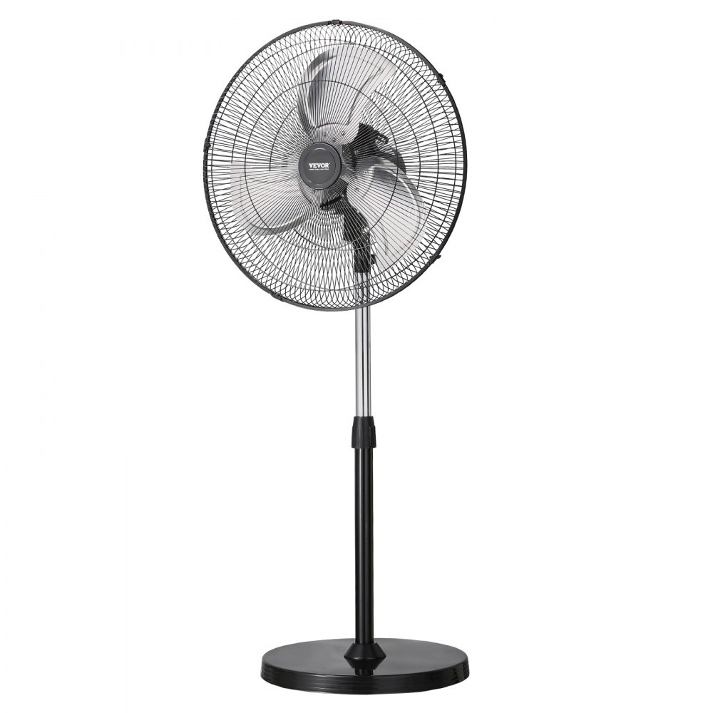 VEVOR Industrial Pedestal Fan, 20 Inch 90-Degree Oscillating Fan, Height Adjustable Standing Fans with 3 Adjustable Speeds, High Power Floor Fans for Bedroom, Living Room, Home, Office, Black