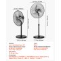 VEVOR Industrial Pedestal Fan, 20 Inch 90-Degree Oscillating Fan, Height Adjustable Standing Fans with 3 Adjustable Speeds, High Power Floor Fans for Bedroom, Living Room, Home, Office, Black