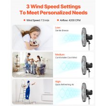 VEVOR 20" Industrial Pedestal Fan 3-Speed Oscillating Fan Height Adjustable
