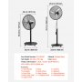 VEVOR 24-Inch High Velocity Pedestal Fan, 6800 CFM Industrial Standing Floor Fan with 85° Oscillating, 3-Speed Adjustable Height, IP44 Waterproof, Carbon Steel for Commercial, Garage, Workshop, Black