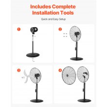 24" Industrial Pedestal Fan 3-Speed Oscillating Fan with Adjustable Height