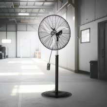 24" Industrial Pedestal Fan 3-Speed Oscillating Fan with Adjustable Height