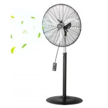 24" Industrial Pedestal Fan 3-Speed Oscillating Fan with Adjustable Height