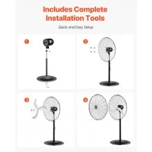30" Industrial Pedestal Fan 3-Speed Oscillating Fan with Adjustable Height