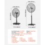 VEVOR 30-Inch High Velocity Pedestal Fan, 9100 CFM Industrial Standing Floor Fan with 85° Oscillating, 3-Speed Adjustable Height, IP44 Waterproof, Carbon Steel for Commercial, Garage, Workshop, Black