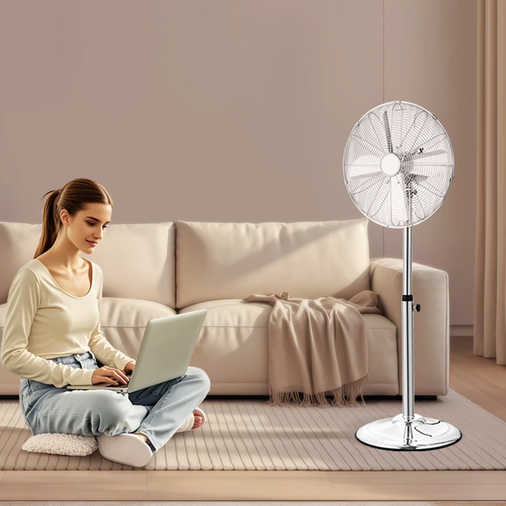 VEVOR Industrial Pedestal Fan, 16 Inch Oscillating Standing Fan, Adjustable Height Floor Stand Floor fan with 3 Adjustable Speeds, High Power Tall Fan for Bedroom, Living Room, Home Office