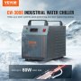 VEVOR Enfriador de agua industrial, CW-3000, sistema de enfriamiento de enfriador de agua industrial enfriado por aire de 80 W con capacidad de tanque de agua de 12 L, caudal máximo de 12 L/min, para máquina de enfriamiento de máquina de grabado láser