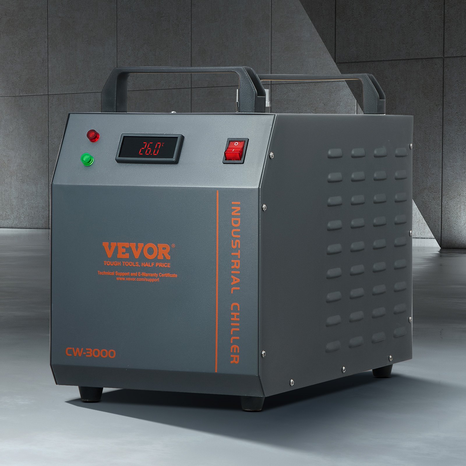 VEVOR Industrial Water Chiller, CW-3000, 80W Air-Cooled Industrial Water Cooler Cooling System with 12 L Water Tank Capacity 12 L/min Maximum Flow Rate, for Laser Engraving Machine Cooling Machine