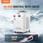 VEVOR Industrial Water Chiller, CW6000, 1500W Industrial Water Cooler Cooling System with Compressor 15L Water Tank Capacity 65 L/min Max Flow Rate, for CO2 Laser Engraving Machine Cooling Machine