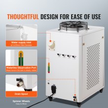 VEVOR Industrial Water Chiller CW6000, 1500W Water Chiller Cooling System with Compressor, 15L Water Tank Capacity, 65L/min Max Flow Rate, for CO2 Laser Engraving Machine Cooling Machine