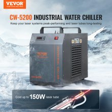 VEVOR Industrial Water Chiller CW-5200 Water Chiller Cooling System with Built-in Compressor with 7L Water Tank Capacity, 13L/min Max Flow Rate, for CO2 Laser Engraving Machine Cooling Machine