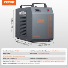 VEVOR Industrial Water Chiller CW-5200 Water Chiller Cooling System with Built-in Compressor with 7L Water Tank Capacity, 13L/min Max Flow Rate, for CO2 Laser Engraving Machine Cooling Machine