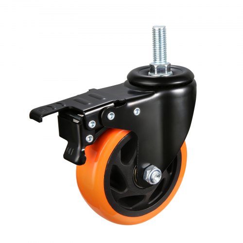 VEVOR Caster Wheels, 101.6 mm, Set of 4, 200 kg Capacity, Threaded Stem Casters with Security Dual Locking A/B Brake, Heavy Duty Industrial Casters, No Noise Swivel Caster Wheels for Cart, Furniture