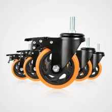 VEVOR Caster Wheels, 4 inch, Set of 4, 440 lbs Capacity, Threaded Stem Casters with Security Dual Locking A/B Brake, Heavy Duty Industrial Casters, No Noise Swivel Caster Wheels for Cart, Furniture