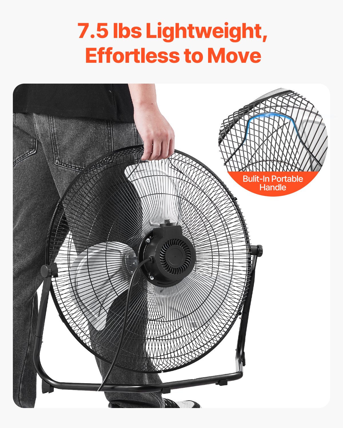 VEVOR Floor Fan, 3 Speeds High Velocity Heavy Duty 18 Inch Industrial Fan, 4000 CFM 360° Adjustable Tilt 19.69 ft/sec Airflow Large Metal Fan, for Home, Gym, Office, Garage, Commercial Shop & Bedroom