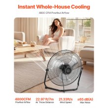 2 PCS 20 In Floor Fan 3 Speeds 360° Adjustable Tilt High-Velocity Industrial Fan