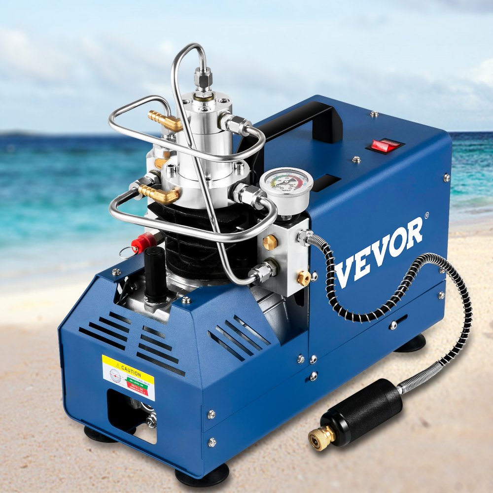 VEVOR High Pressure Compressor, 4500PSI/30MPA/300BAR High Pressure Air Compressor, 1800W 220V Manual Stop Air Rifle Compressor Suitable for Paintball Air Rifle, PCP Rifle, Air Pistol, Diving Bottle