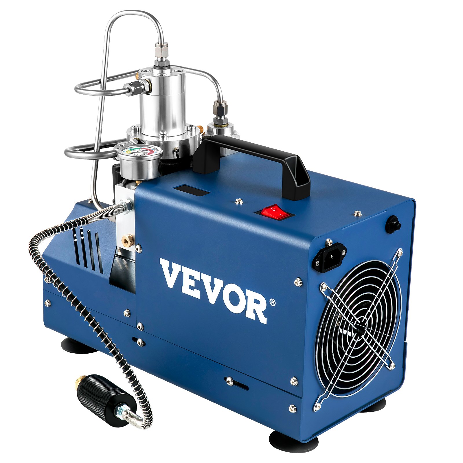 VEVOR High Pressure Compressor, 4500PSI/30MPA/300BAR High Pressure Air Compressor, 1800W 220V Manual Stop Air Rifle Compressor Suitable for Paintball Air Rifle, PCP Rifle, Air Pistol, Diving Bottle