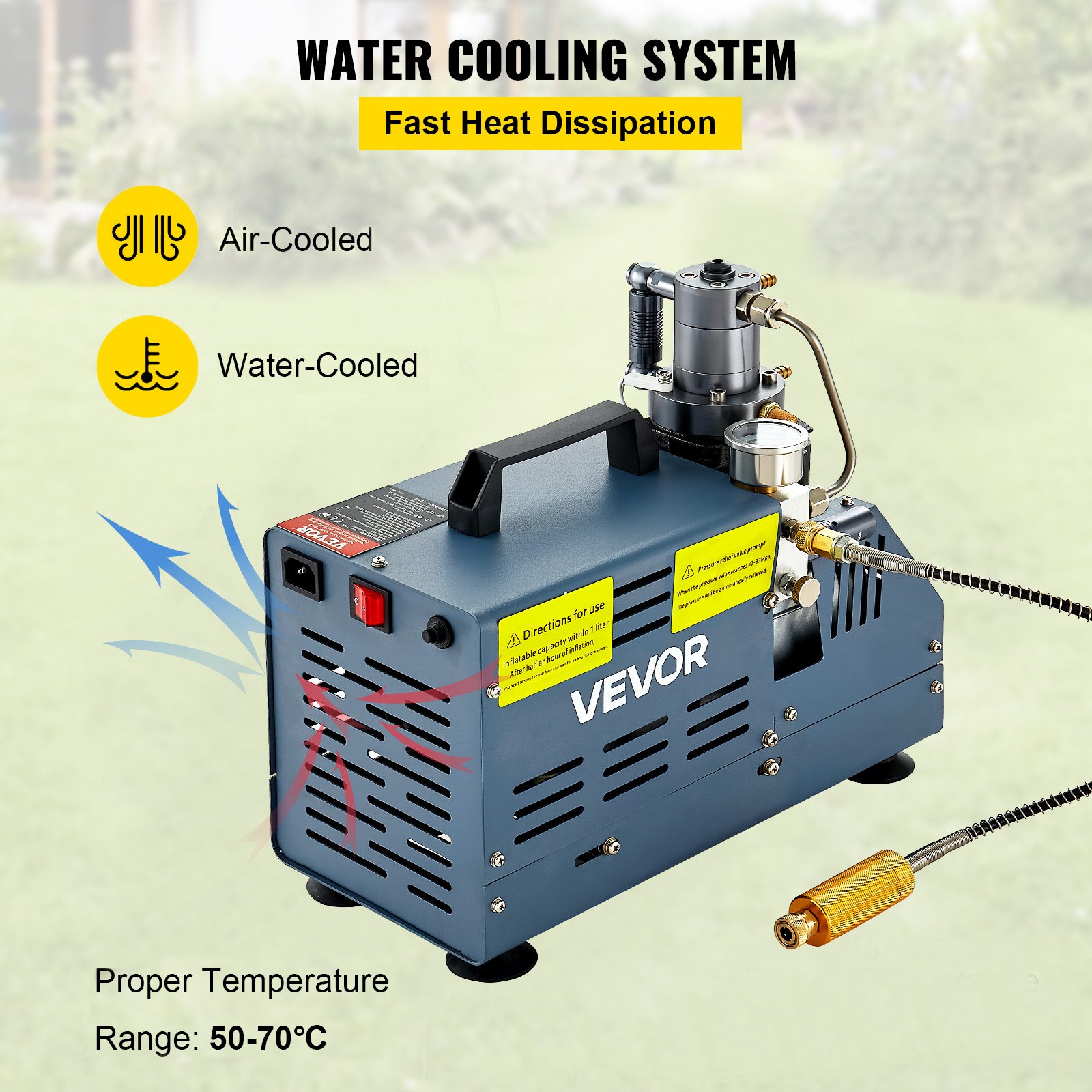 VEVOR High Pressure Compressor, 4500PSI/30MPA High Pressure Air Compressor, 1800W 220V Automatic Pressure Relief Air Rifle Compressor Suitable for Paintball Air Rifle, PCP Rifle, Diving Bottle