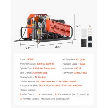 VEVOR PCP Air Compressor 4500PSI/30Mpa Four-Cylinder Scuba Tank Air Compressor