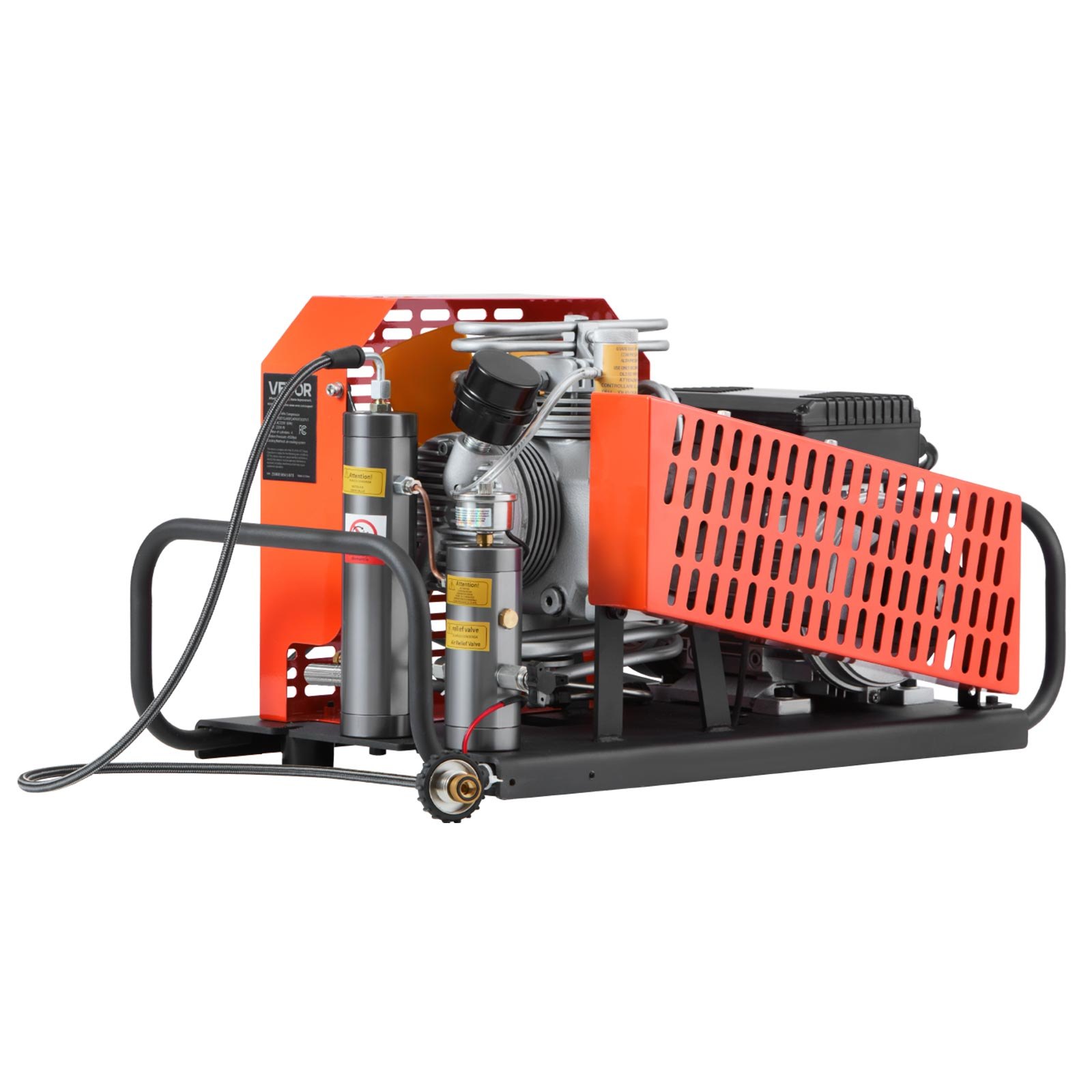 VEVOR PCP Air Compressor, 4500PSI/30Mpa Diving Scuba Tank Air Compressor, 60 L/min Four-Cylinder Auto Stop PCP Rifle Compressor Pump with Fan Cooling System for Scuba Tanks, Paintball, Firefighting