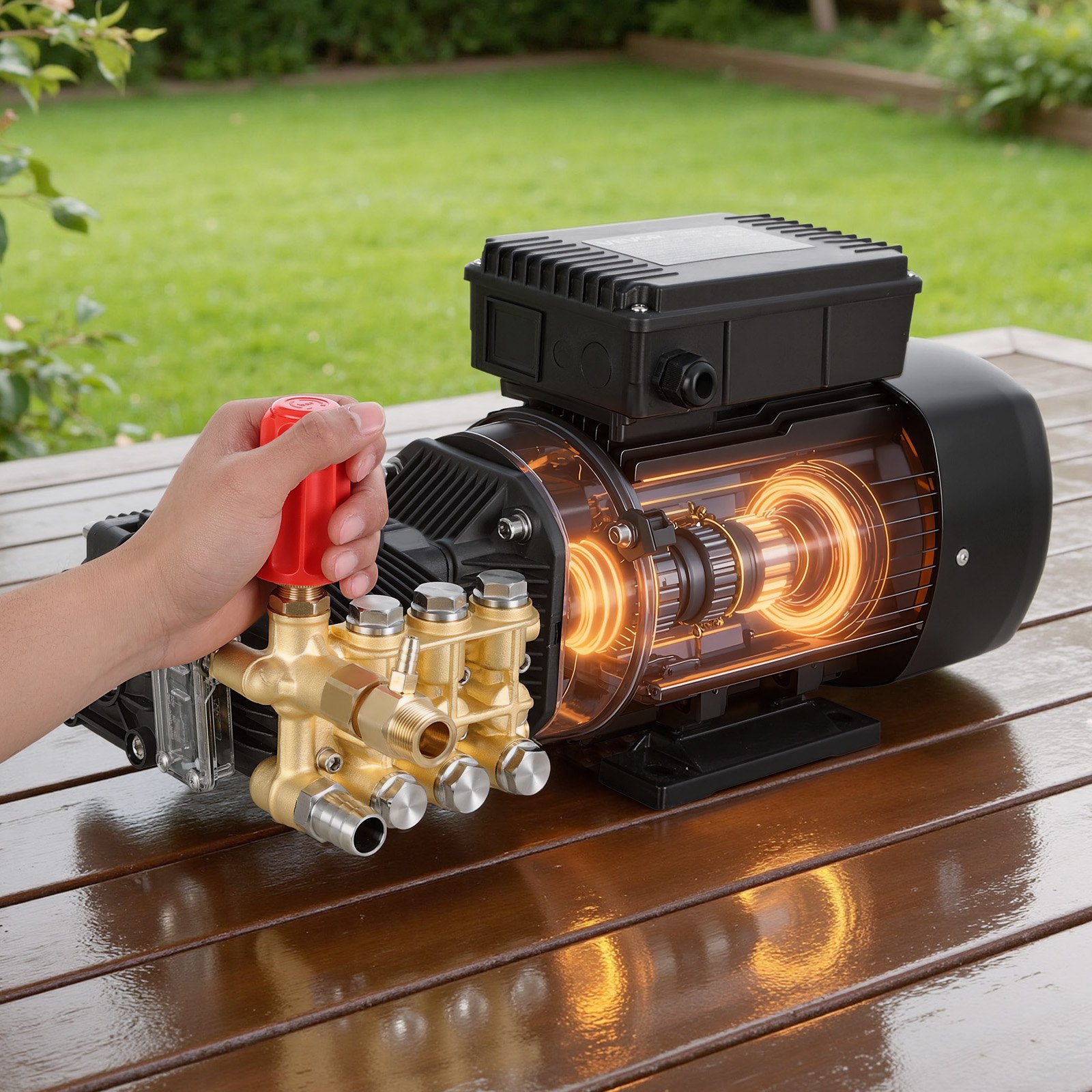 VEVOR Electric Pressure Washer Pump Kit, 1220 PSI, 2.2 GPM, Triplex Power Washer Pump with 2 HP Motor 120 V, Adjustable Water Pressure, for Washing Cars, Gardens, Exterior Walls, Deck, Machinery Equipment