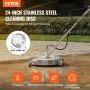 VEVOR Curățător de suprafață pentru mașină de spălat cu presiune de 24 inchi cu mânere și roți, curățător de beton din oțel inoxidabil 4000 PSI max, conector de 3/8 inch și adaptor de 1/4 inch.