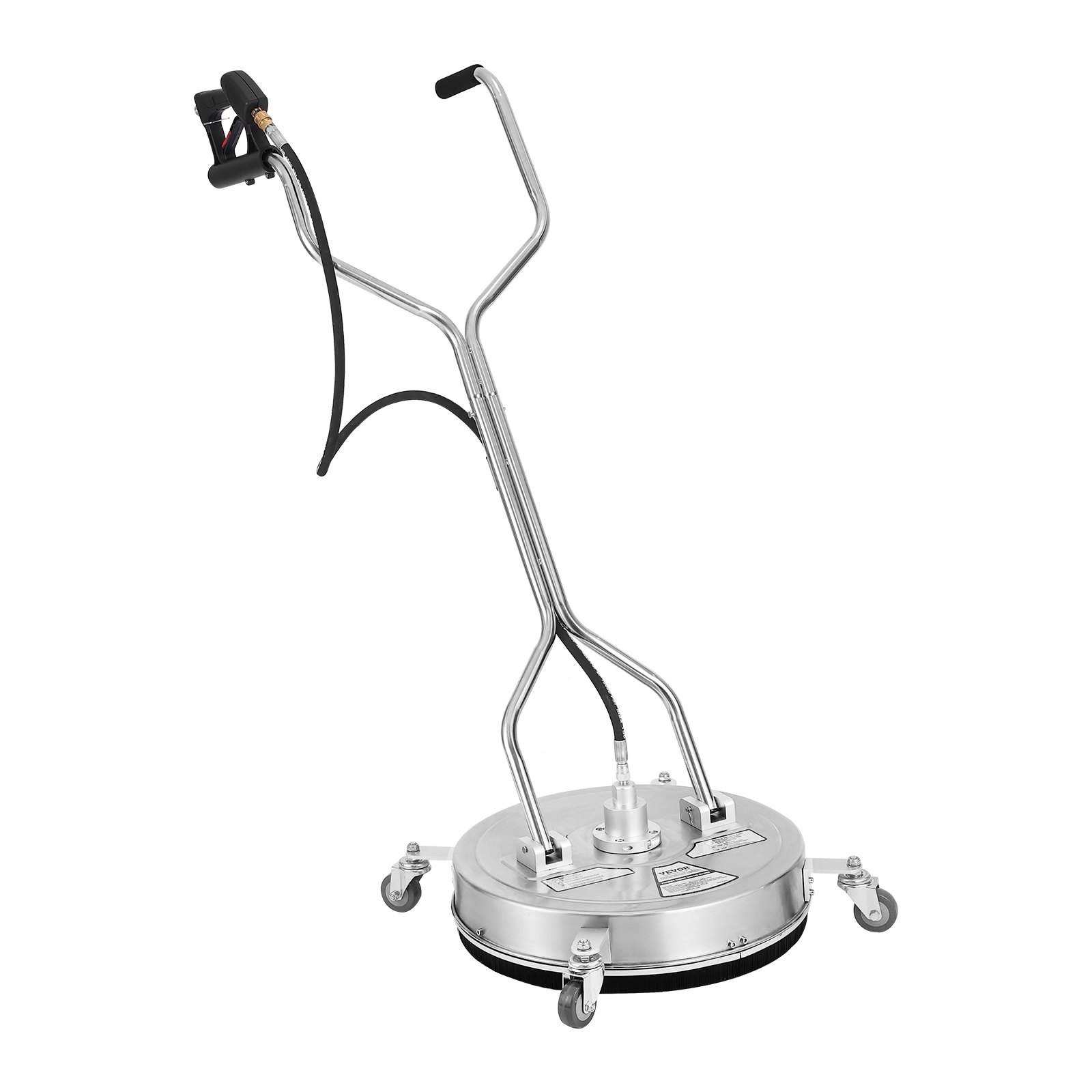 VEVOR pressure washer surface cleaner with stainless steel handle and four caster wheels.