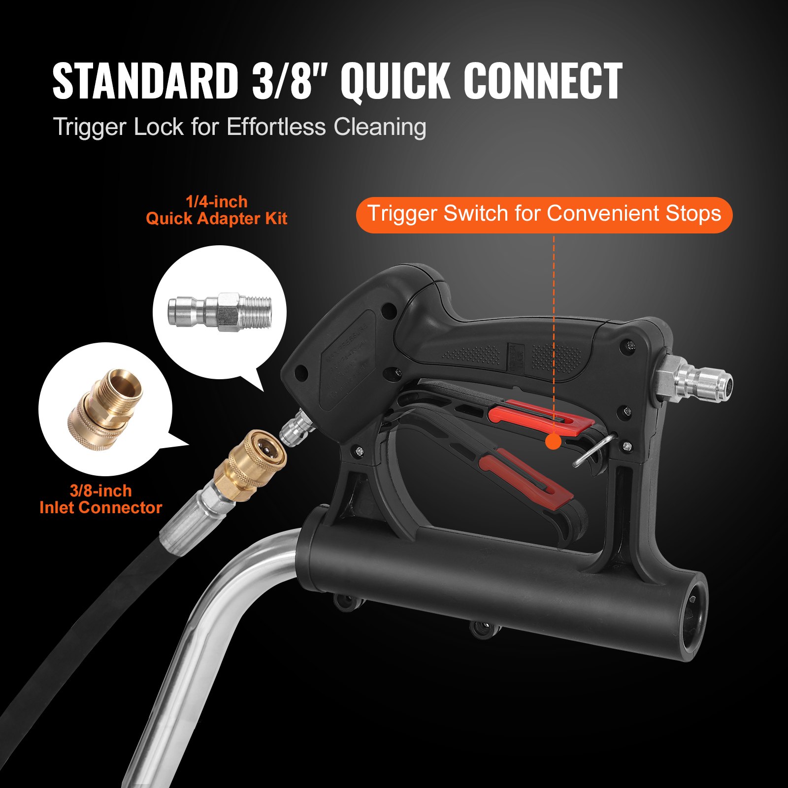 VEVOR 20" Pressure Washer Surface Cleaner w/ Handles & Wheels, Stainless Steel Concrete Cleaner 4500 Max PSI , 3/8"Connector & 1/4" Adapter Power Washer Floor Attachment,For Floor Driveway, Patio