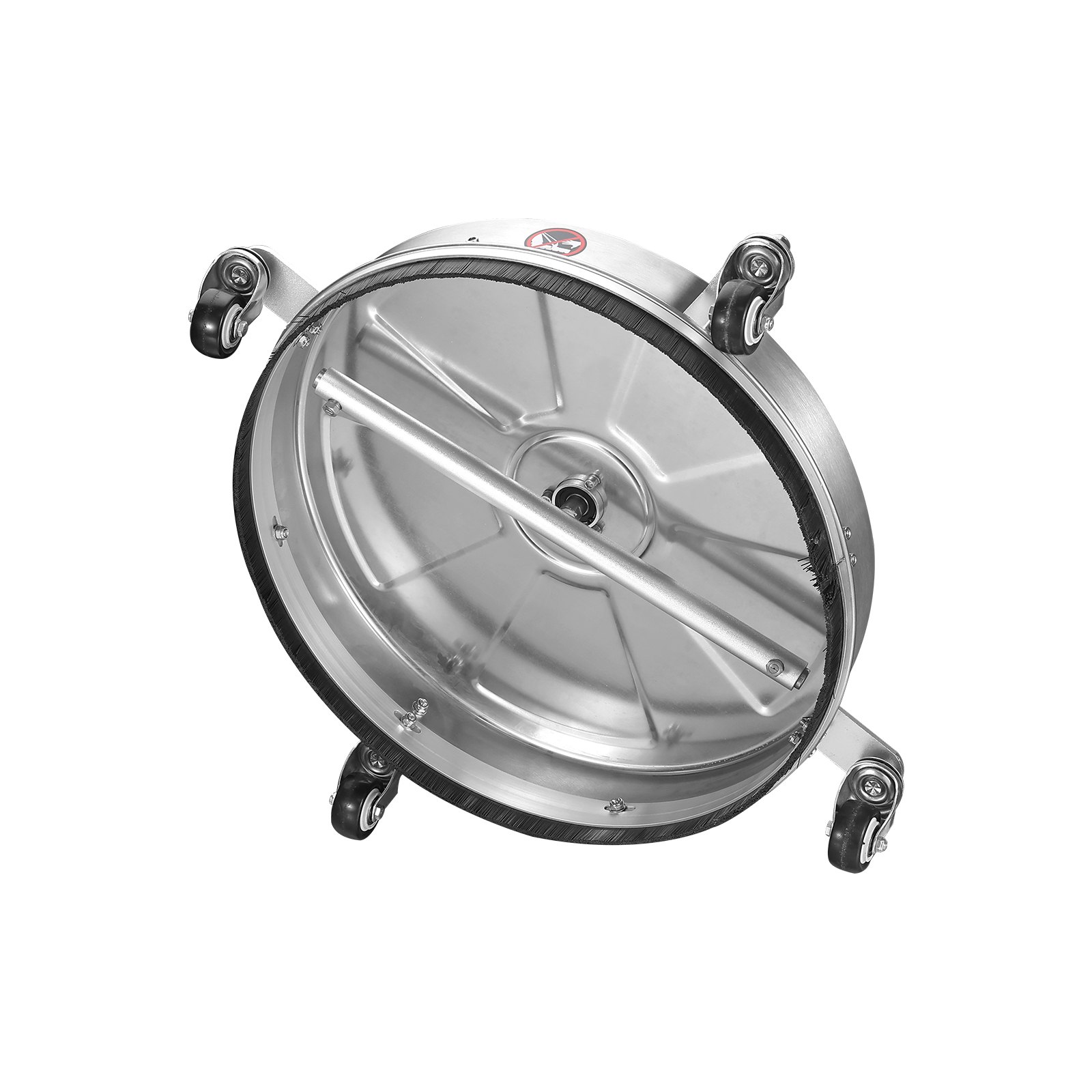 VEVOR pressure washer surface cleaner underside with rotating brush and caster wheels.