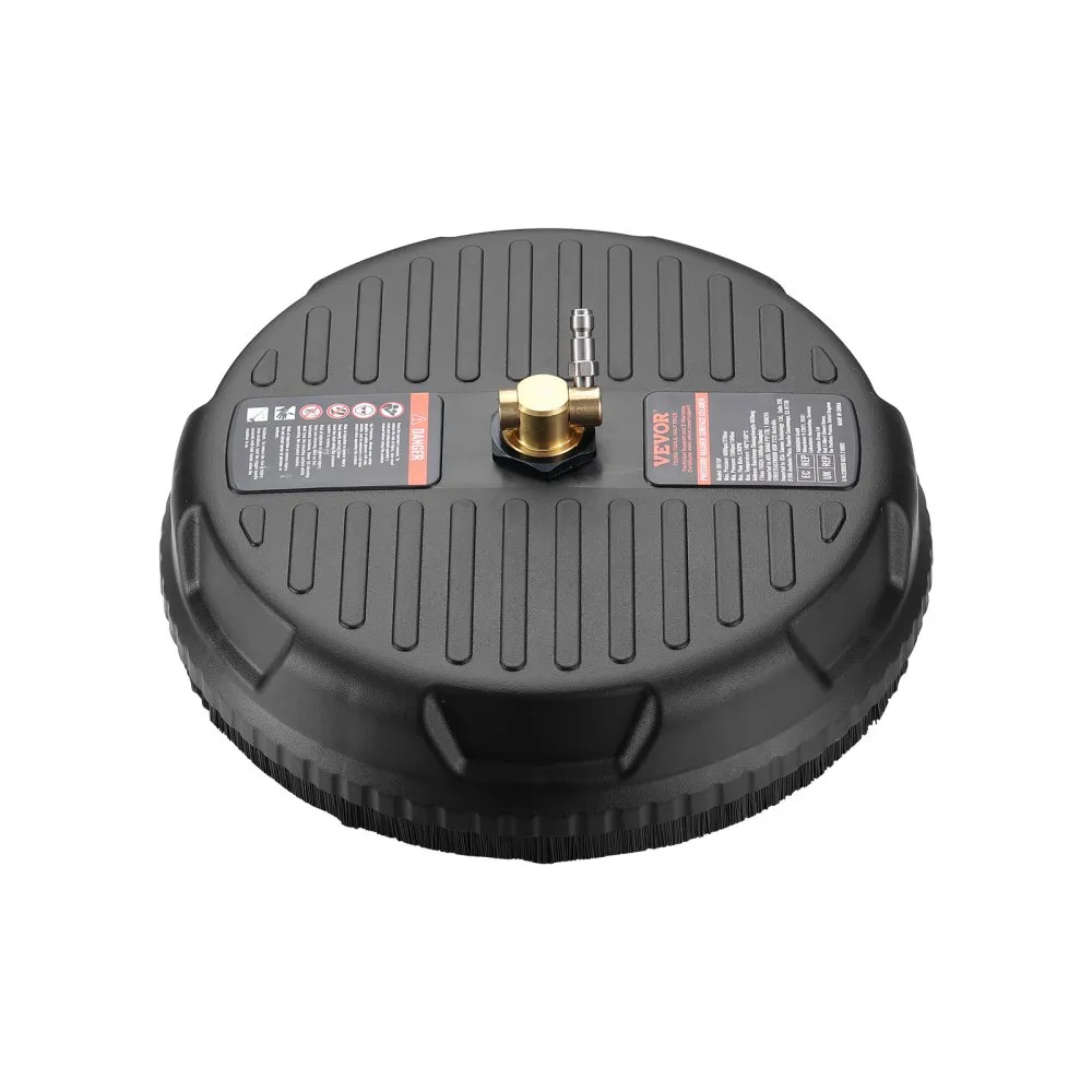 black VEVOR pressure washer surface cleaner with brass connector and black textured finish.