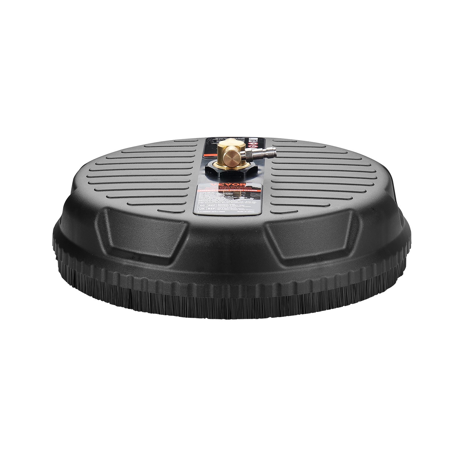 VEVOR pressure washer surface cleaner with durable black housing and bristles, top connector detail.