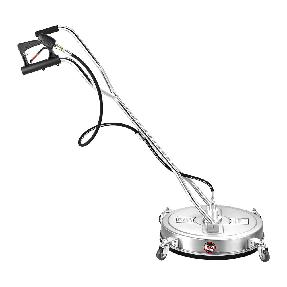 VEVOR 22" Pressure Washer Surface Cleaner, Stainless Steel Pressure Washer Attachments with 4 Wheels, 4500 Max PSI, 3/8 Quick Connector, 2 Spray Nozzles, Dual Handle, for Concrete, Patio, Sidewalk