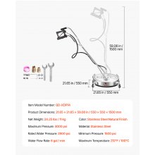 22" Pressure Washer Surface Cleaner 4 Wheels Dual Handle 4000 Max PSI