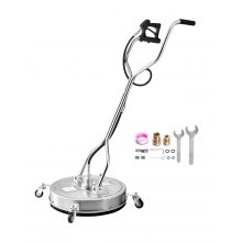 VEVOR 22" Pressure Washer Surface Cleaner, Stainless Steel Pressure Washer Attachments with 4 Wheels, 4500 Max PSI, 3/8 Quick Connector, 2 Spray Nozzles, Dual Handle, for Concrete, Patio, Sidewalk