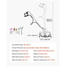 22" Pressure Washer Surface Cleaner 4 Wheels Dual Handle 4500 Max PSI