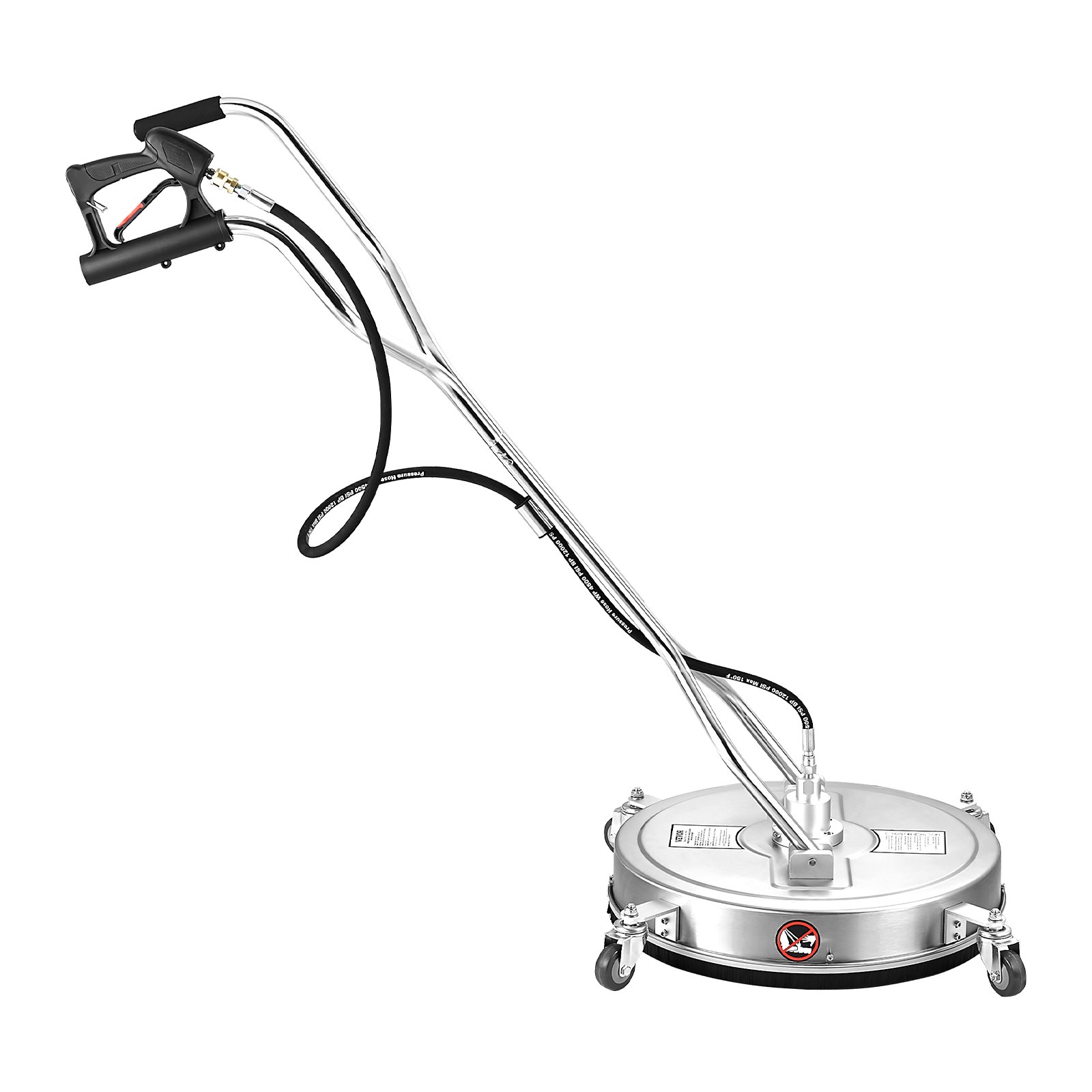 VEVOR 22" Pressure Washer Surface Cleaner, Stainless Steel Pressure Washer Attachments with 4 Wheels, 4500 Max PSI, 3/8 Quick Connector, 2 Spray Nozzles, Dual Handle, for Concrete, Patio, Sidewalk